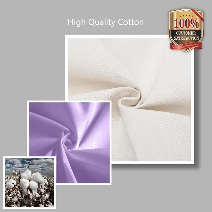 TOPDesign 3-Pack Canvas Tote Bags with an External Pocket, Reusable Grocery Shopping Bags, Top Zipper Closure, Daily Essentials (Lavender/Natural)