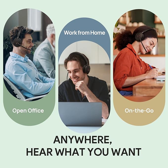 Yealink BH74 with Stand ANC Wireless Bluetooth Headset with Mic for Work, 6-mics Hybrid ANC Tech, Microsoft Teams Premium Open Ofﬁce Certified Headsets, up to 32h Talking Battery Life, Zoom Certified