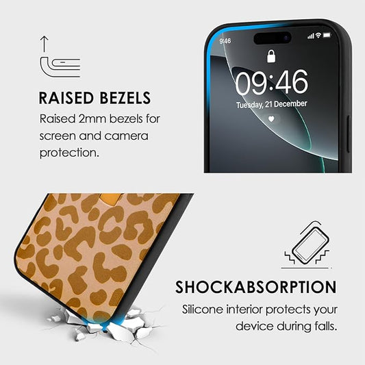 Compatible with iPhone 16 Pro Max Case with Finger Hand Strap Kickstand, Trendy Cool Leopard Cheetah Print Phone Case for Women Men, Full Camera Protection Shockproof Protective Cover, Brown
