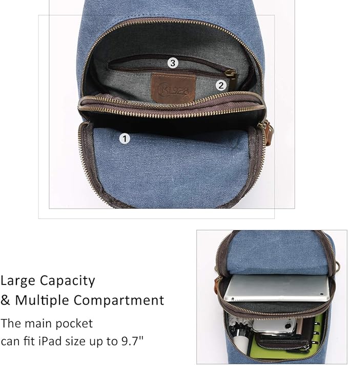 KL928 Canvas Sling Bag Crossbody Backpack Shoulder Casual Rucksack for Men Women