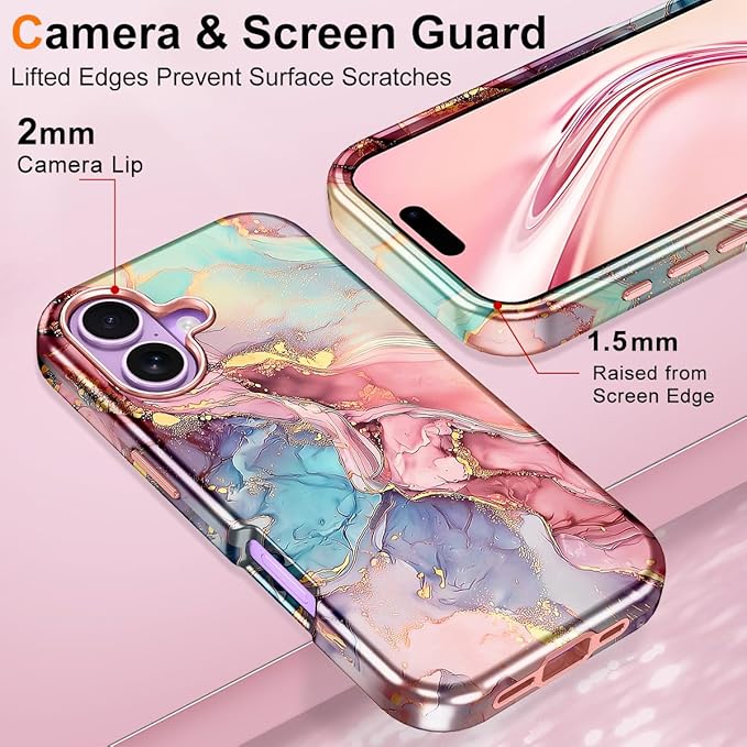 Btscase for iPhone 17 Case [Compatible with Magsafe] [Military-Grade Drop Protection] Slim Anti-Scratch Smooth Touch TPU Bumper Shockproof Magnetic Phone Case for Women Girls Men, Rose Gold