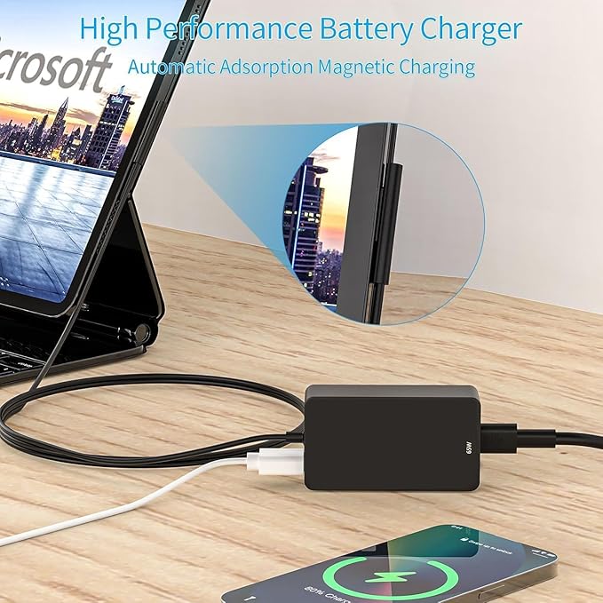 65W 1706 Surface Pro Charger Compatible with Microsoft Surface Pro 9 8 7+ 7 6 5 4 3 X Surface Laptop 5 4 3 2 1 Fit Model 1950 1943 1876 1800 1958 1866 1873 1724 1963 1796 1769 Laptop Adapter Power