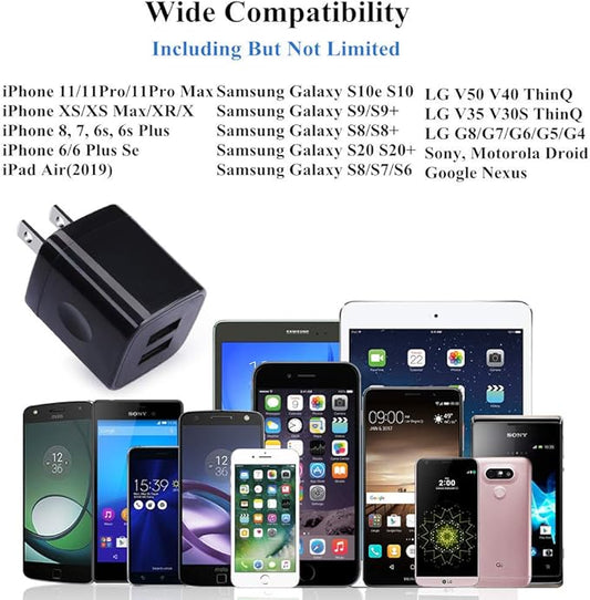 Charger Box, Charging Cube 5 Pack, Dual USB Wall Charger 5V 2A Power Adapter Charging Block Brick Outlet Plug for iPhone 15 14 13 12 11, iPad, Samsung Galaxy S25 S24 S23 FE A53 A15 A13 S22 S21 FE S20