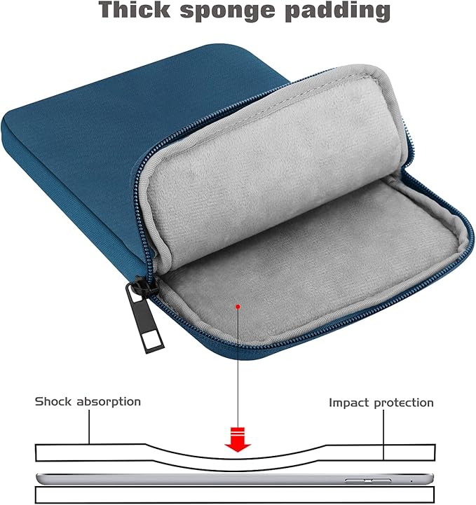 MoKo 9-11 Inch Tablet Sleeve Bag - Fits iPad Pro M4, iPad Air M2, iPad 10th, iPad 9/8/7th Gen, Tab S8/S9 11" - Peacock Blue