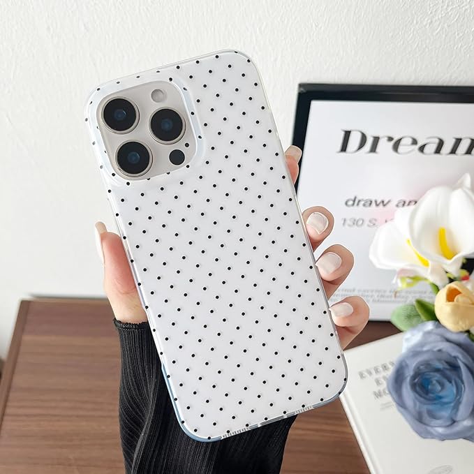 Compatible with iPhone 11 Pro Max Case, Fashion Cute Aesthetic Polka Dot Pattern Cover for Women, Shockproof Slim Soft TPU and Hard PC Protective Phone Case for iPhone 11 Pro Max 6.5"- White