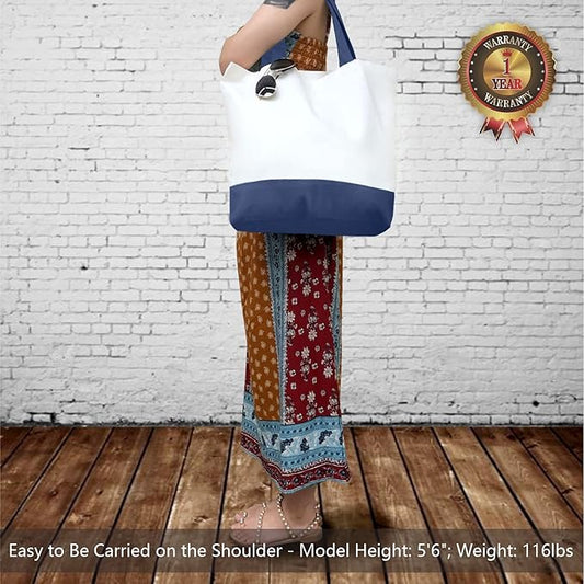 TOPDesign 3-Pack Super Strong Large 12oz Cotton Canvas Tote Bags, Reusable Grocery Shopping Cloth Bags, Fashionable Two-Tone Totes for Crafts, DIY Your Creative Designs