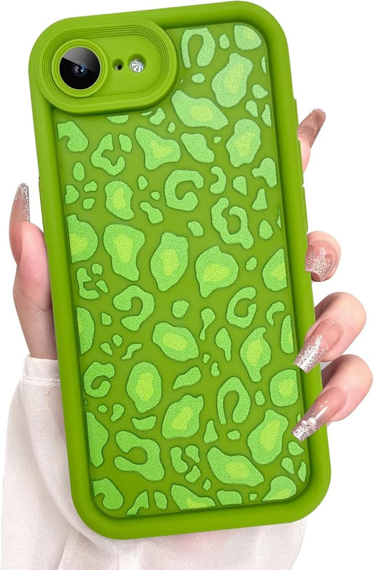 KANGHAR Case for iPhone 16e Leopard Printed Pattern Cute Cheetah Phone Case Soft TPU Shockproof Protective Cover for iPhone 16e 6.1 Inch Green