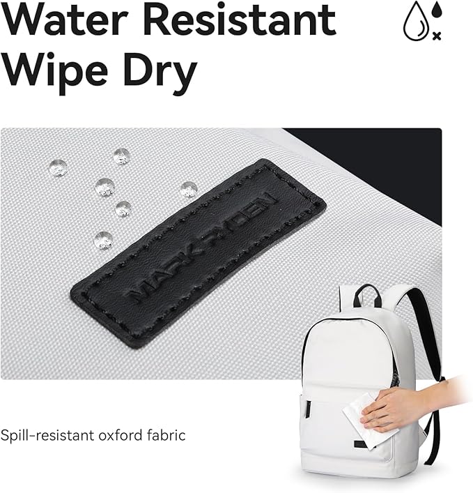 Muzee School Backpack Lightweight Travel Daypack Student Rucksack Laptop Backpack For 15.6 Inch Laptop (off white)