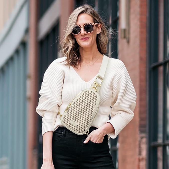 Kattee Sling Crossbody Bag for Women, Leather Fanny Pack Crossbody Sling Bags, RFID Purse Chest Bag Small Daypack for Women