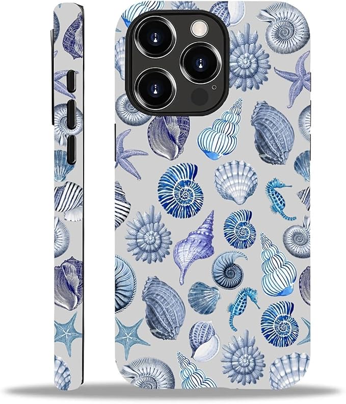 Case for iPhone 12/12 Pro,Summer Beachy Seashell for Woman Men Full Body Protective Cover Shockproof 2 in 1 Silicone + Hard PC Case for iPhone 12/12 Pro