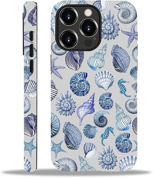 Case for iPhone 12/12 Pro,Summer Beachy Seashell for Woman Men Full Body Protective Cover Shockproof 2 in 1 Silicone + Hard PC Case for iPhone 12/12 Pro