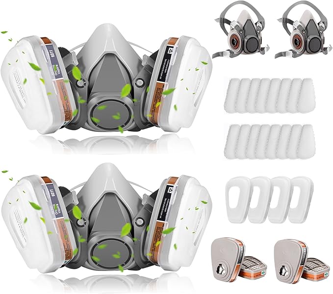 Respirator Mask, Reusable Face Respirators with Filters, Gas Masks Against Chemicals/Organic Vapor/Formaldehyde