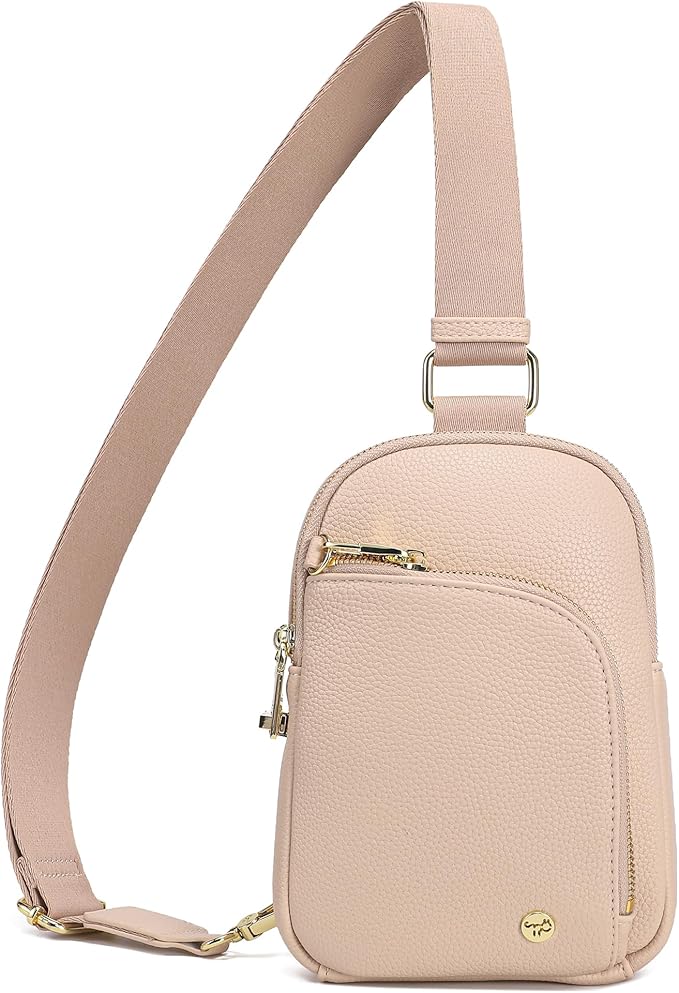 INICAT RFID Blocking Sling Bag Leather Crossbody Bags for Women Fanny Pack Cross Body for Woman Chest Bag for Travel 1.9L