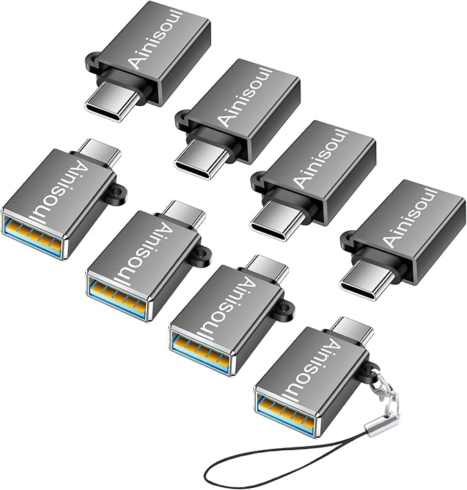 USB C to USB Adapter 8 Pack,USBC to USBA Adapter,USBC Adapters,USB C Converter for iPhone 16 15,MacBook Pro Air,iPad Pro,Galaxy S24 S23 S22,Grey