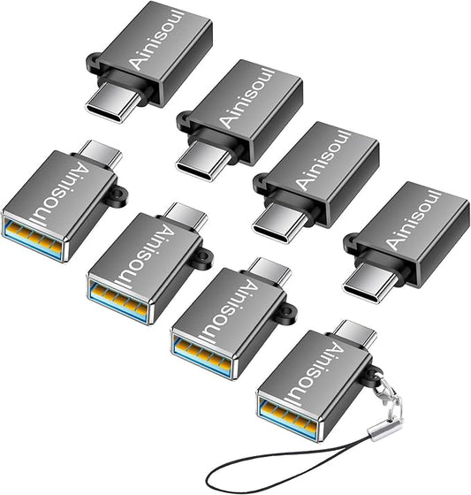 USB C to USB Adapter 8 Pack,USBC to USBA Adapter,USBC Adapters,USB C Converter for iPhone 16 15,MacBook Pro Air,iPad Pro,Galaxy S24 S23 S22,Grey
