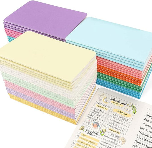 Oucaru 64PCS Mini Notebooks Bulk, 3.5" x 5.5", 16 Color, 60 Pages Lined Paper Small Pocket Notebook Set, Mini Journal Memo Notepads for Kids, Students, Traveler, School Office Supplies