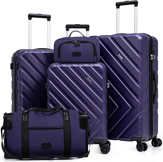 Luggage Sets 5 Piece, Suitcases with Wheels, ABS Hard Case Luggage with TSA Lock Spinner Wheels, Carry On Luggage Set(5 Piece Sets (20"/24"/28"/DB/TB))