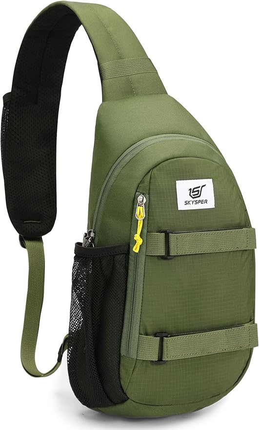 SKYSPER Sling Bag Anti-Theft RFID Crossbody Bag Travel Cross Body Backpack Shoulder Hiking Sling Daypack(Armygreen)
