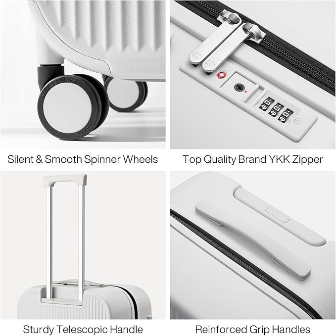 mixi 26 Inch Large Checked Luggage PC Hardshell Suitcases with Wheels for Travel Woman Men, Smoke White