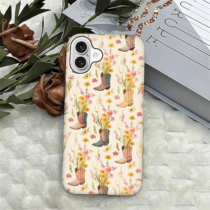 Case for iPhone 16 Plus,Western Cowgirl for Woman Men Full Body Protective Cover Shockproof 2 in 1 Silicone + Hard PC Case for iPhone 16 Plus