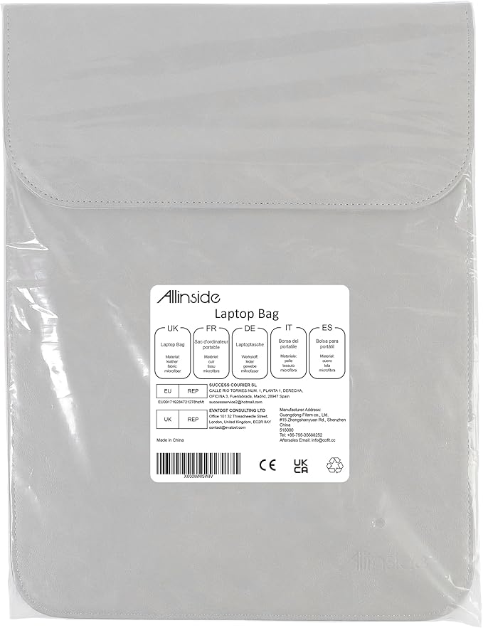 Allinside 15-16 inch Laptop Sleeve Case Compatible with MacBook Air 15 2023-2025/MacBook Pro 16 2021-2024, Waterproof PU Leather Laptop Sleeve Bag Protective Vertical Case Cover, Gray