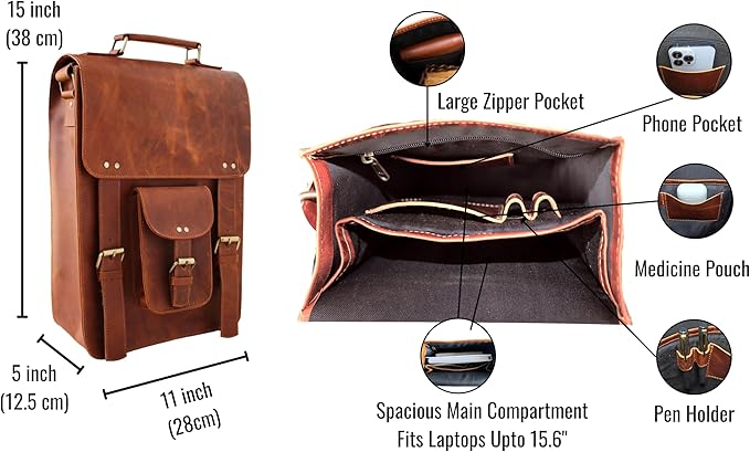 jaald Genuine Leather Messenger Bag Vintage Laptop Crossbody Bag Satchel Man Purse Shoulder Bag for man woman office bag