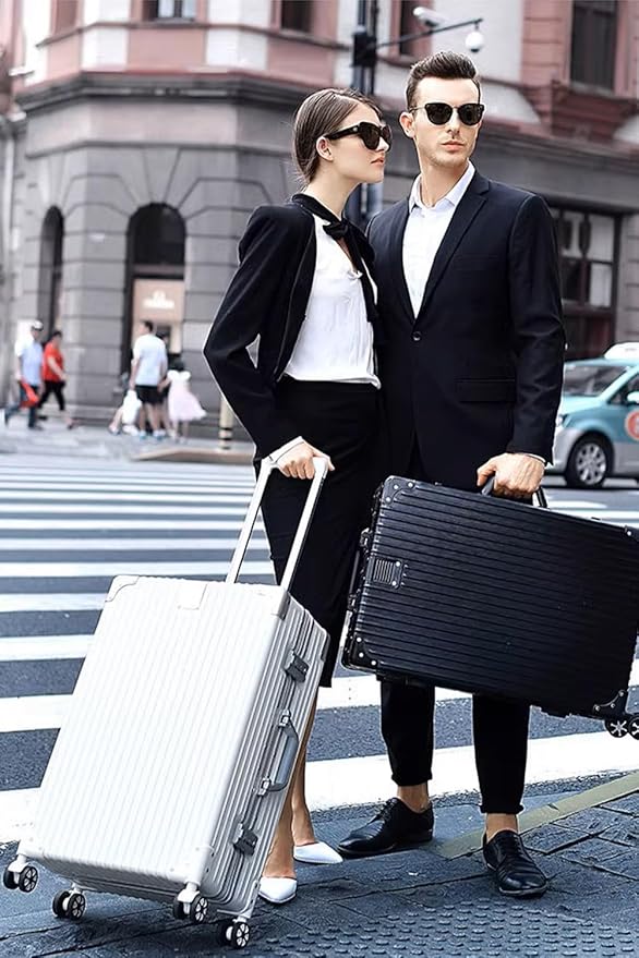 HotWay 28 Inch Checked in Luggage with Aluminum Frame,PC Hard Shell Suitcase with Spinner Wheels and TSA Lock, Large Suitcase for Travel, White