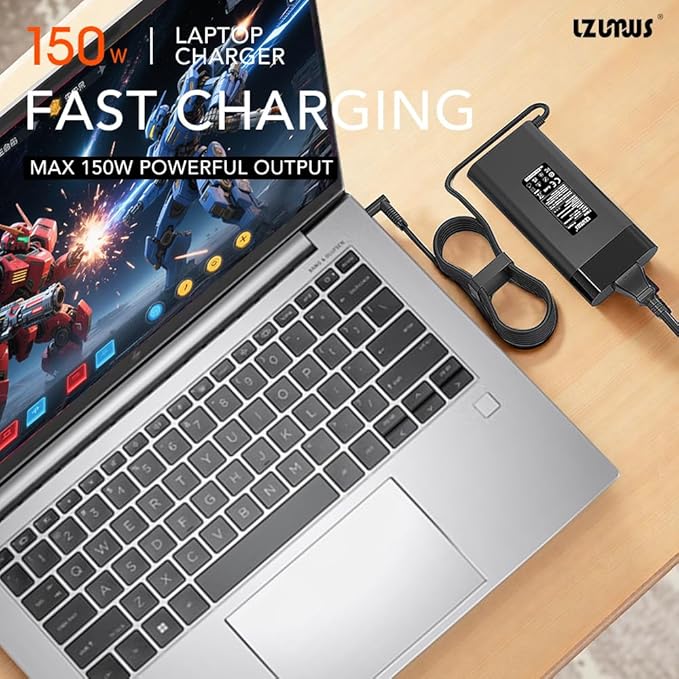 150W AC Adapter for HP Laptop Charger 19.5V/7.7A Power Supply with 4.5x3.0mm Tip Compatible with HP Victus/OMEN 15 17 /Pavilion Gaming/ZBook Fury/Studio