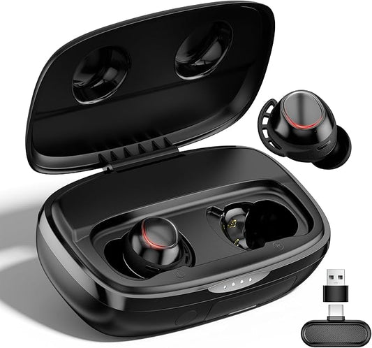 IAMJOY Gaming Earbuds, 20ms Ultra-Low Latency Wireless Earbuds, 90H Playtime, 2.4GHz Dongle & Bluetooth, Noise-Canceling Mic, Compatible with Meta Quest 3/2, PS5/4, Switch, Steam Deck, PC