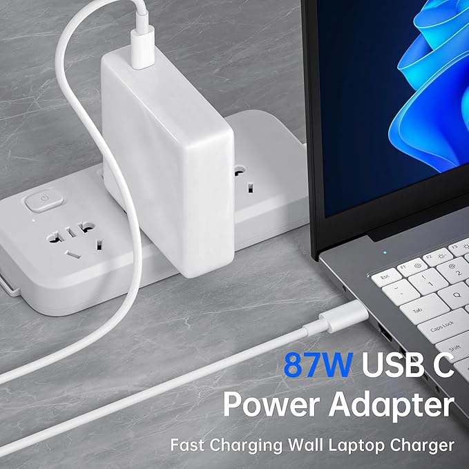 87W Power Adapter for MacBook Air After 2018, Compatible with 13/14/15 Inch After 2016, USB C to USB-C Power Cord Supply