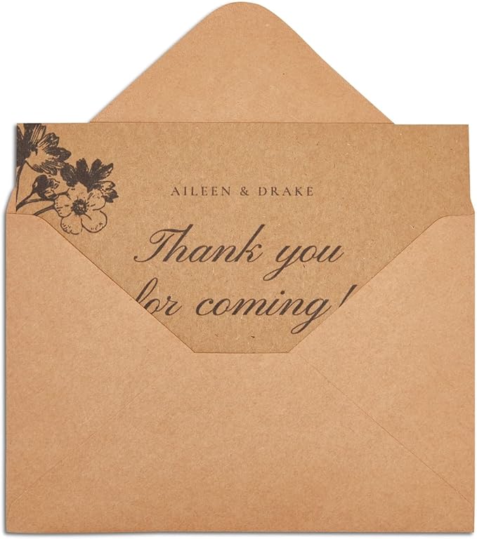 Sustainable Greetings 48 Pack Blank Stationery Cards and Envelopes 4x6 In - Brown Printable Blank Cards Bulk for Open When Letters, Wedding Invitations, Thank You, & Baby Shower