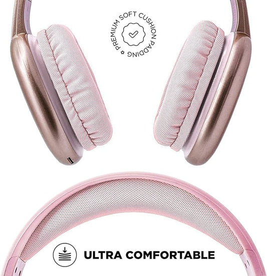 iJoy Ultra Wireless Headphones with Microphone- Rechargeable Over Ear Wireless Bluetooth Headphones with 10Hr Playtime, SD Slot, Backup Wire- Soft Cushion Wireless Headset with Mic (Pink)