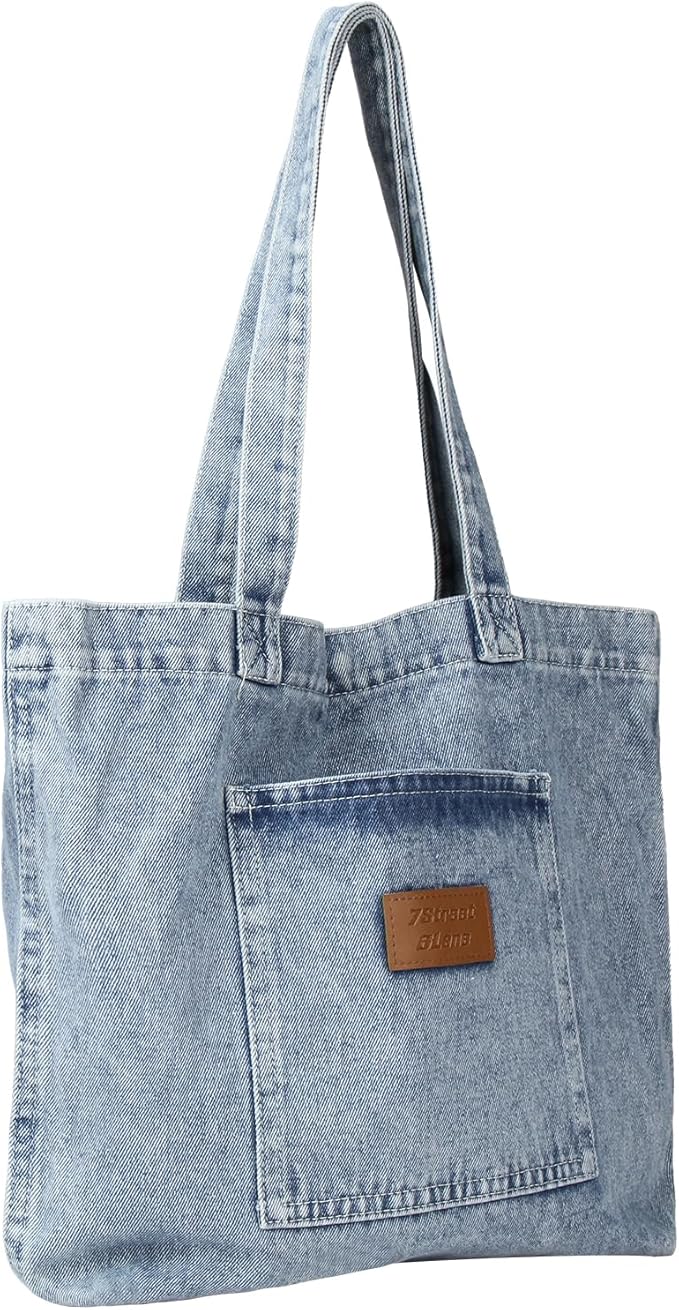Denim Tote Bag for Women-Shoulder Handbag Perfect for Work Shopping,Hobo Bag