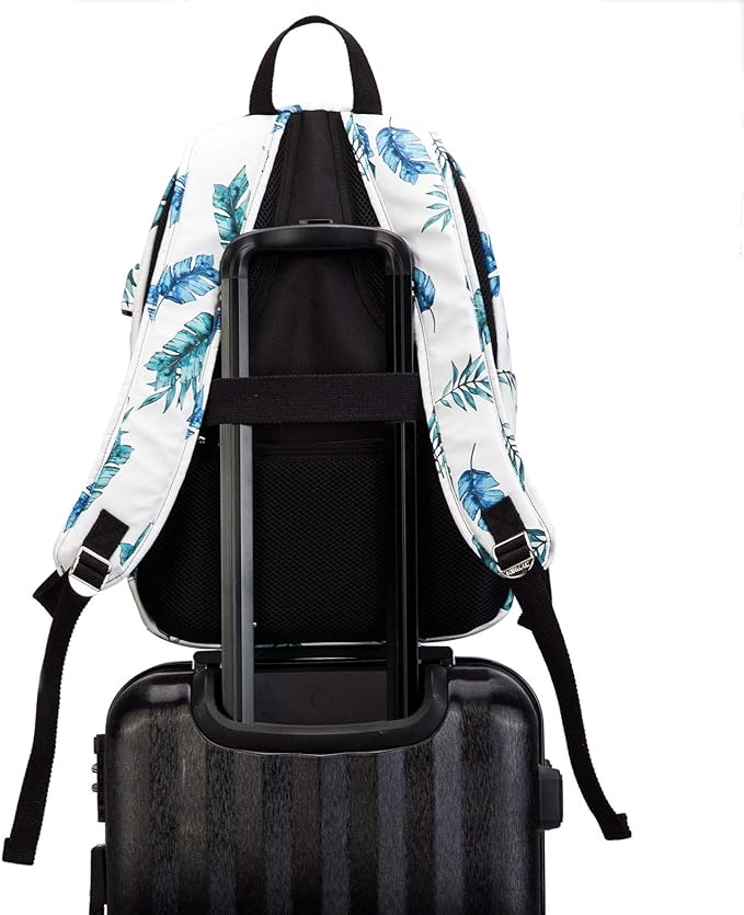 Kinmac Waterproof Laptop Travel Outdoor Backpack with USB Charging Port for 13 inch 14 inch and 15.6 inch Laptop (Banana Leaf)