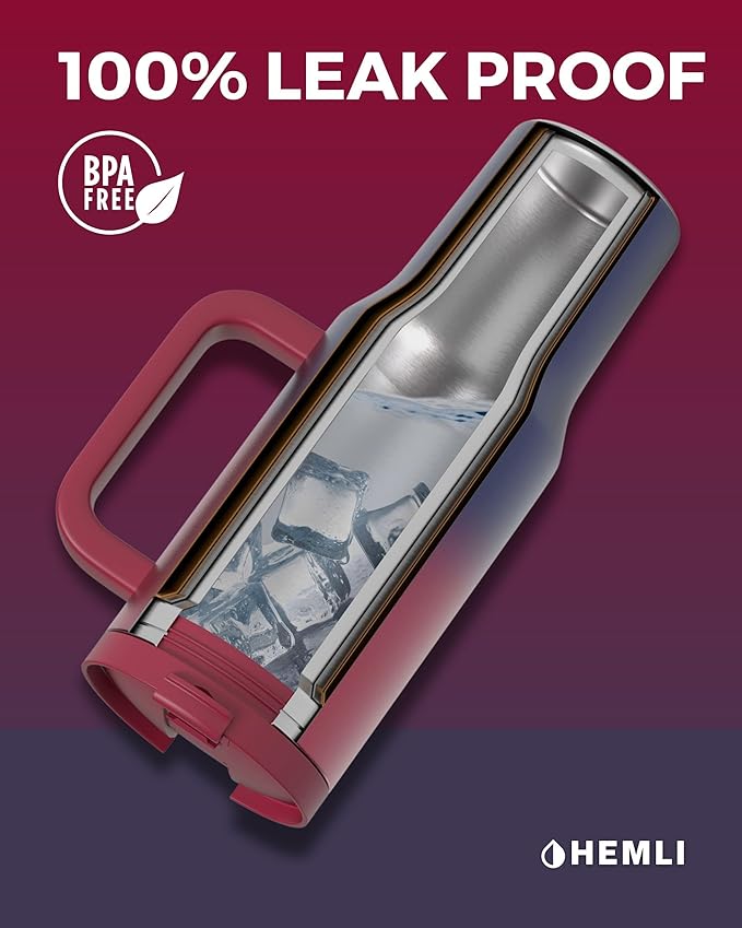 40 Oz Tumbler with Handle and Straw, Insulated Tumbler with Leakproof 2-in-1 Lid and Straw, Reusable and Portable Water and Coffee Stainless Steel Travel Mug, Vacuum Insulated