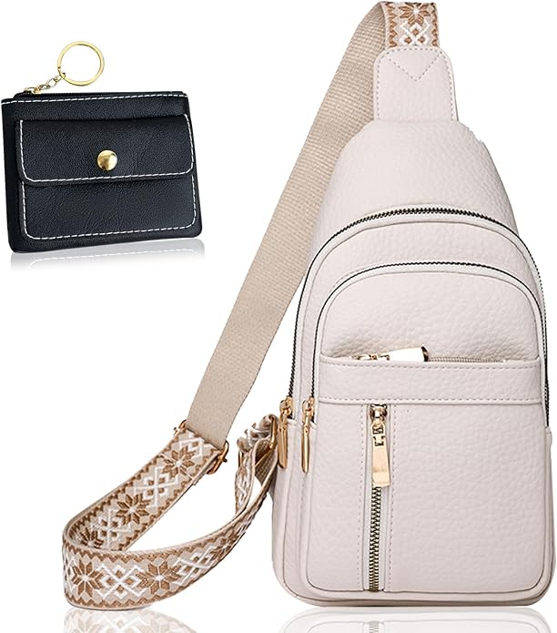 Leather Sling Bag for Women,Travel Small Sling Bag Crossbody Bags for Women-Vegan Leather Fanny Pack Crossbody Bags