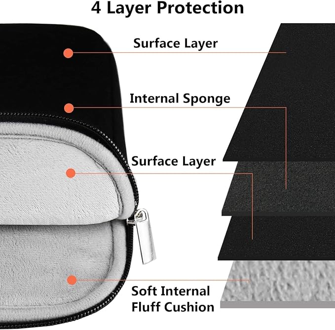 Laptop case 14 inch, Shockproof Protective Notebook Cover Bag with Accessory Pocket, Durable Carrying Laptop Sleeve Compatible for MacBook HP Lenovo Dell Asus Acer, Black