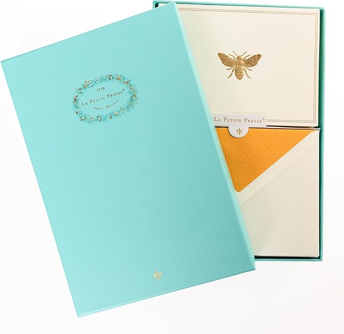 Graphique Bee Designer Cards Luxe Collection, Gold Foil Embossed Stationary Boxed Set, 10 Blank Cards with 11 Envelopes, All Occasion Greetings, 5.25" x 3.8"