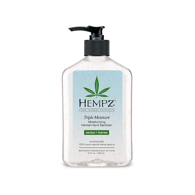 Hempz Fresh Citrus Triple Moisturizing Hand Sanitizer (8.5 Fl Oz) | Large Hand Sanitizer in a Pump Style Bottle & Freshly Scented