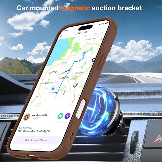 Magnetic Compatible with iPhone 17 Pro Max Case with Stand [Military Grade Drop Tested][Compatible with Magnet] Ring Translucent Slim Hard Back Soft Edge, Desert Gold