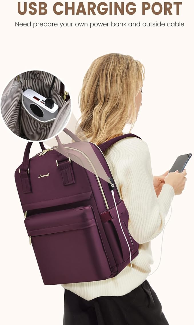 LOVEVOOK Laptop Backpack for Women 15.6 Inch Laptop Bag with USB Port, Fashion Waterproof Backpacks Teacher Nurse Stylish Travel Bags Vintage Daypacks for College Work