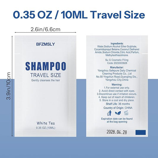 15 Sets Travel Size Toiletry Sets, Shampoo & Body Wash (0.35oz Each, 2-in-1 Toiletries Kit, White Tea Scent) – Individually Wrapped Hotel Amenity Packs for Guests, Airbnb, Vacation Rentals