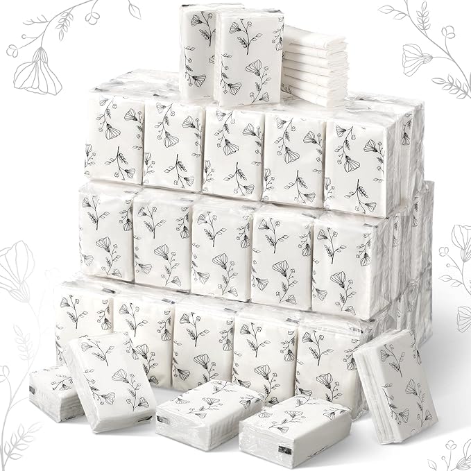 Yinder 100 Pcs Pocket Tissues Bulk Wedding Mini Tissues Travel Size Facial Napkin Bulk for Guests 3 Ply Facial Napkins for Wedding Bride Shower Bachelorette Celebration Party Favors