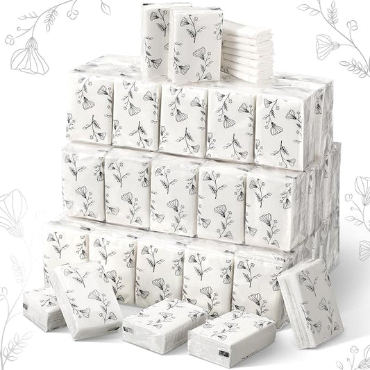 Yinder 100 Pcs Pocket Tissues Bulk Wedding Mini Tissues Travel Size Facial Napkin Bulk for Guests 3 Ply Facial Napkins for Wedding Bride Shower Bachelorette Celebration Party Favors