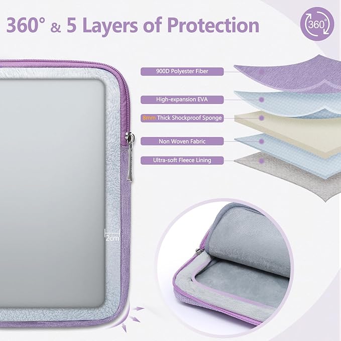 HYZUO 14-15 Inch Laptop Sleeve Bag Set for MacBook Air 15 M4/M3/M2, MacBook Pro 15, XPS 14/15 Plus, 15" Surface Laptop, Notebook Case for 14" HP Lenovo ThinkPad Asus Acer Huawei, Lilac Purple