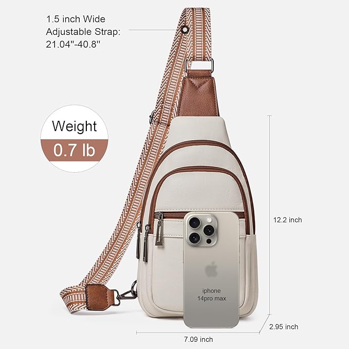 Womens Sling Bag Crossbody Bags for Women Vegan Leather Sling Backpack Daypack Fanny Pack Crossbody Purse Travel