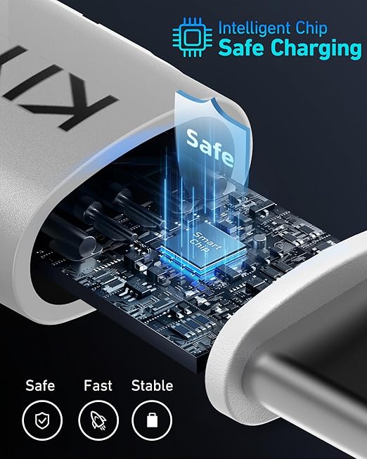 USB A to USB C Cable Fast Charging 66W, 2Pack 3FT Coiled Braided USBC Phone Charger Cables for Car, Short USB to USB Type C Cord for iPhone 17 16 15 Pro Max, Samsung Galaxy S24 S23 and More-Silver