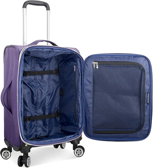 Traveler's Choice Lares Softside Expandable Luggage with Spinner Wheels, Purple, Carry-On 22-Inch