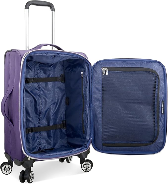 Traveler's Choice Lares Softside Expandable Luggage with Spinner Wheels, Purple, 3 Piece Luggage Set
