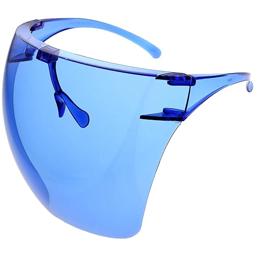 zeroUV - Protective Face Shield Full Cover Visor Glasses/Sunglasses (Anti-Fog/Blue Light Filter) (Blue)